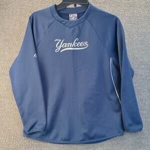 New York Yankees Majestic Therma Base Pullover Mens Medium Blue MLB